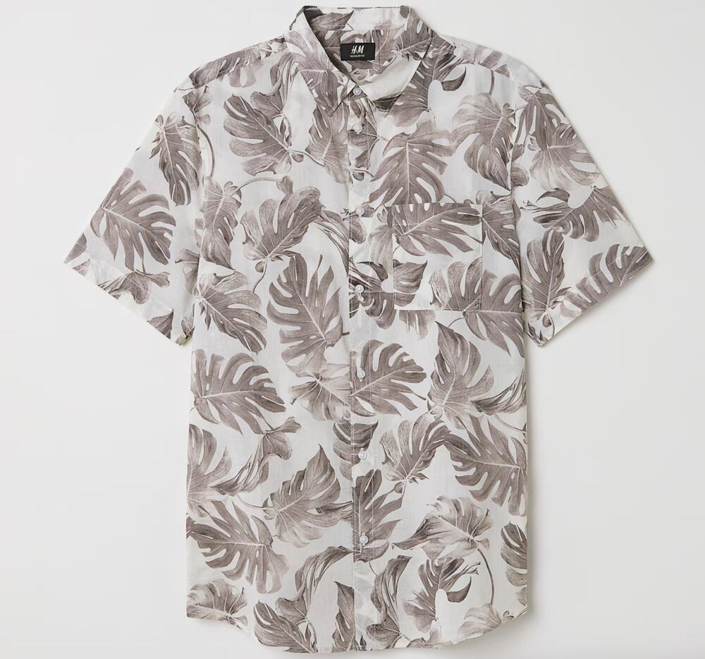 H&M Regular Fit Tropical Print Shirt Size L